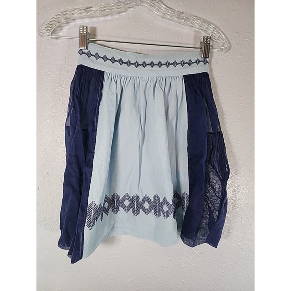 Vintage‎ Embroidered BlueHostess Half Apron Shabby Cottage Retro MCM Handmade